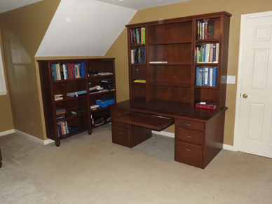 Alder bookcases with a rich dark stain